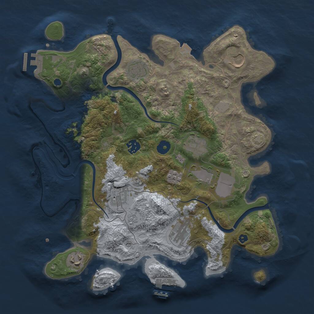 Rust Map: Procedural Map, Size: 3500, Seed: 478227868, 15 Monuments