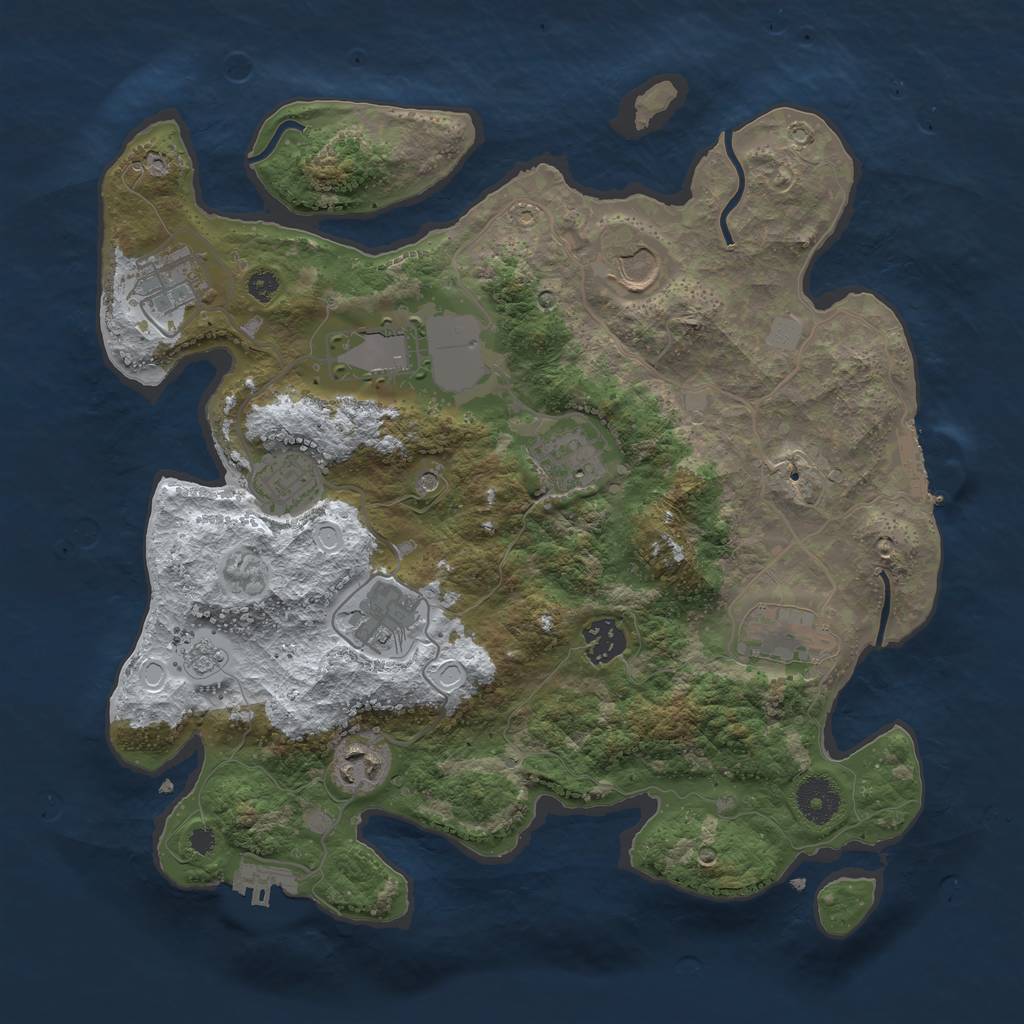 Rust Map: Procedural Map, Size: 3500, Seed: 680587588, 18 Monuments