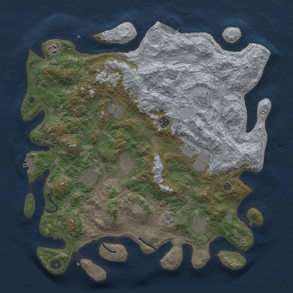 Rust Map: Procedural Map, Size: 4250, Seed: 601768906, 18 Monuments