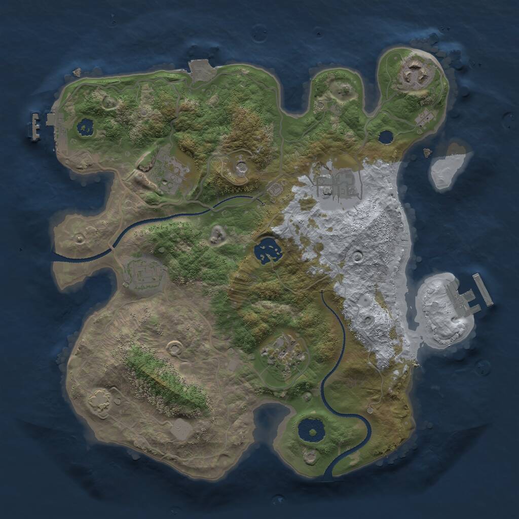 Rust Map: Procedural Map, Size: 3000, Seed: 870914788, 11 Monuments