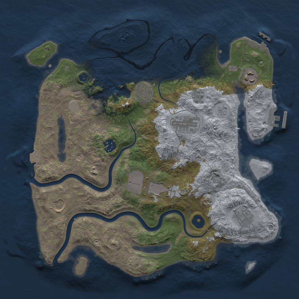 Rust Map: Procedural Map, Size: 3500, Seed: 924851987, 14 Monuments