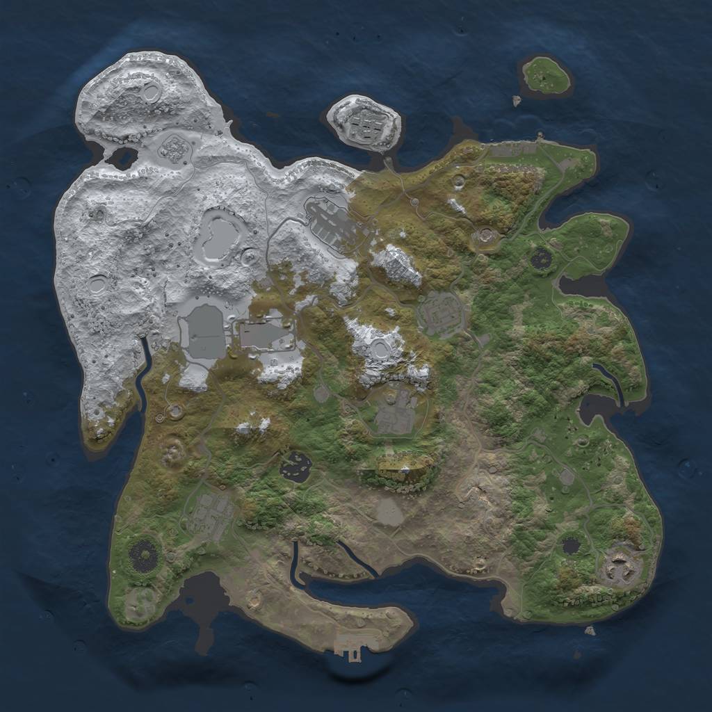 Rust Map: Procedural Map, Size: 3500, Seed: 97584, 17 Monuments