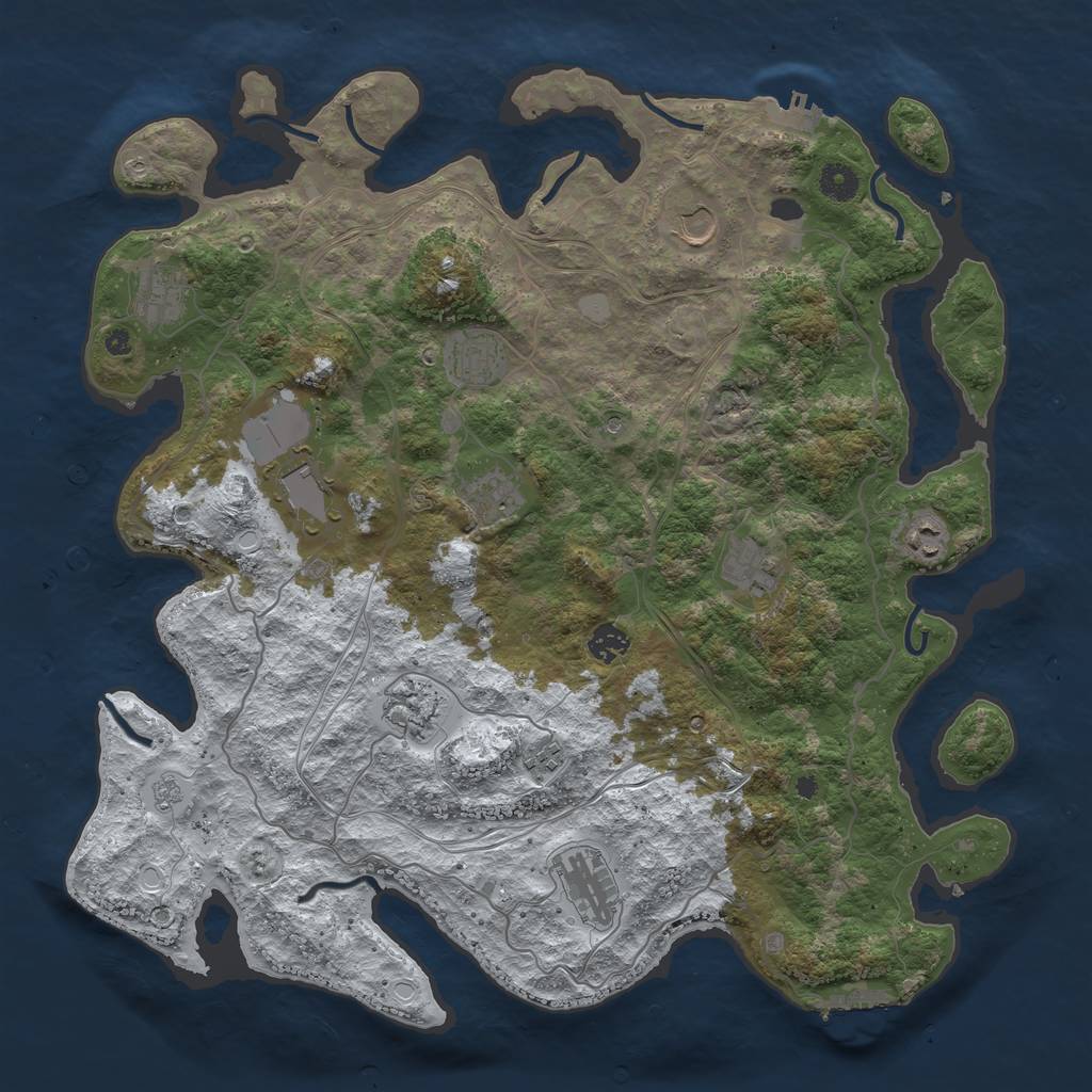 Rust Map: Procedural Map, Size: 4250, Seed: 1826140980, 20 Monuments