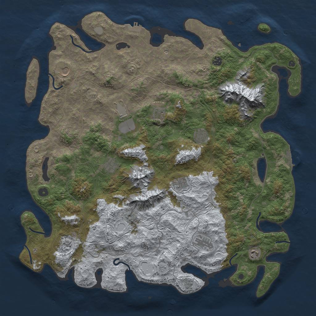 Rust Map: Procedural Map, Size: 5000, Seed: 39672, 20 Monuments
