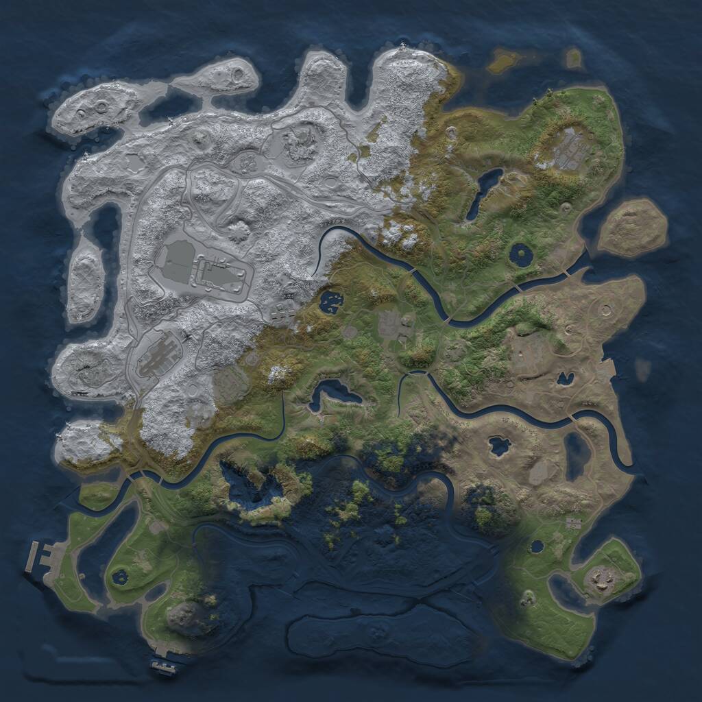 Rust Map: Procedural Map, Size: 4500, Seed: 252550504, 16 Monuments