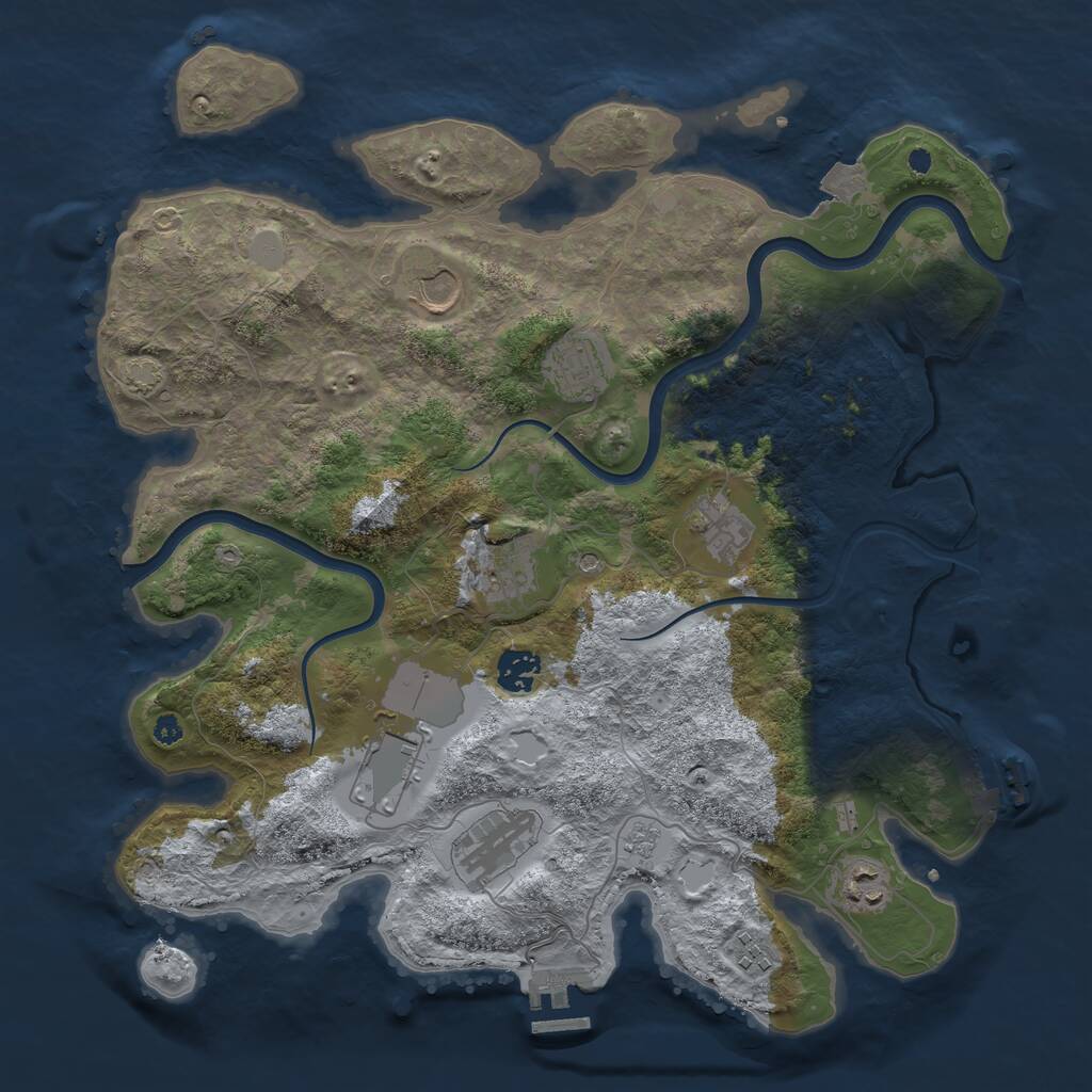 Rust Map: Procedural Map, Size: 3750, Seed: 113866285, 15 Monuments