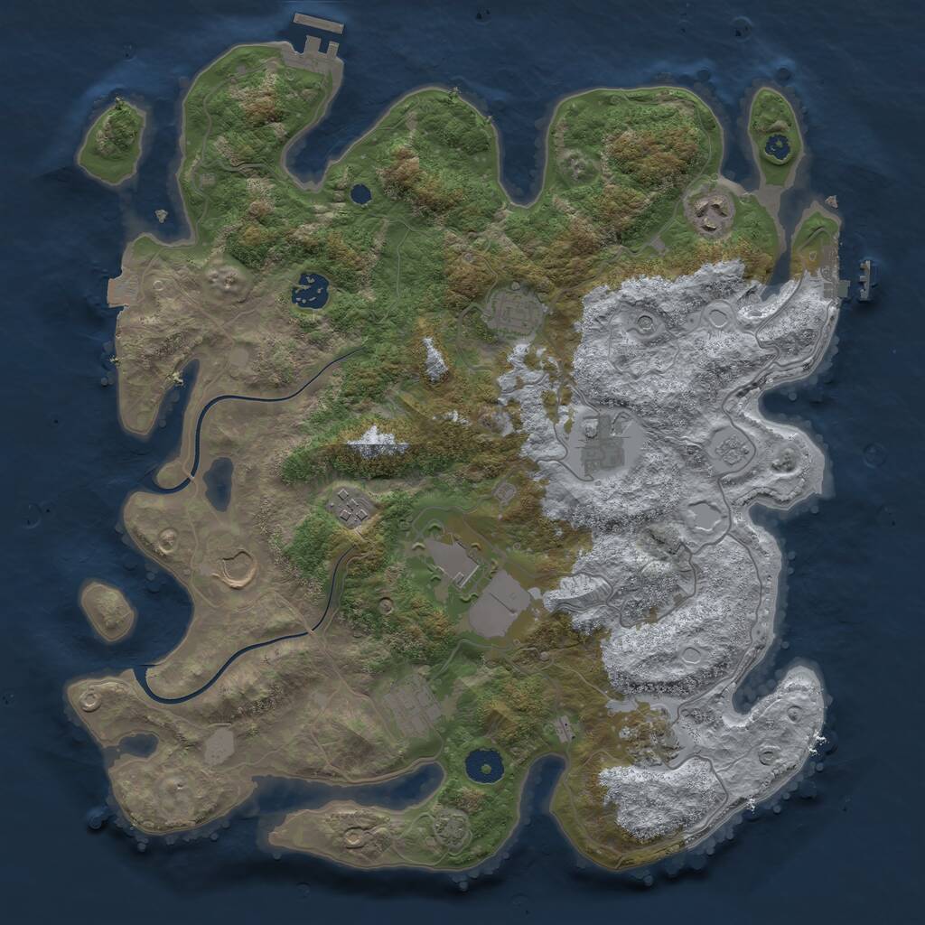 Rust Map: Procedural Map, Size: 3750, Seed: 403016563, 15 Monuments