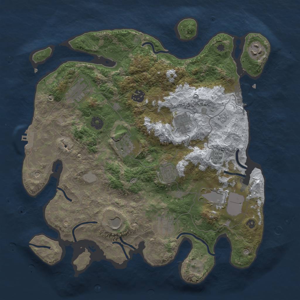 Rust Map: Procedural Map, Size: 3500, Seed: 1380933144, 19 Monuments