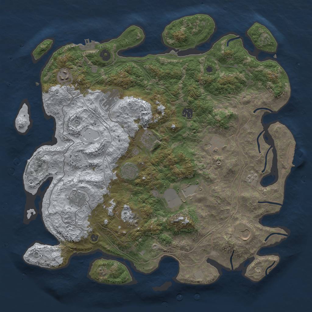 Rust Map: Procedural Map, Size: 4250, Seed: 1921566086, 20 Monuments
