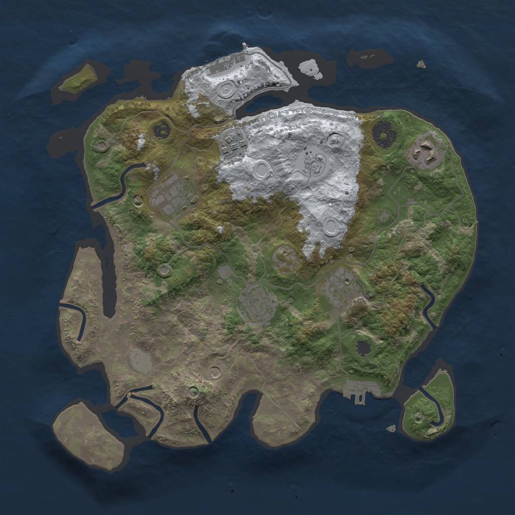 Rust Map: Procedural Map, Size: 3000, Seed: 1162058446, 14 Monuments