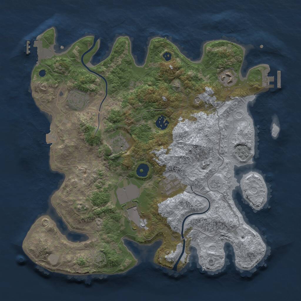 Rust Map: Procedural Map, Size: 3500, Seed: 2089239237, 13 Monuments