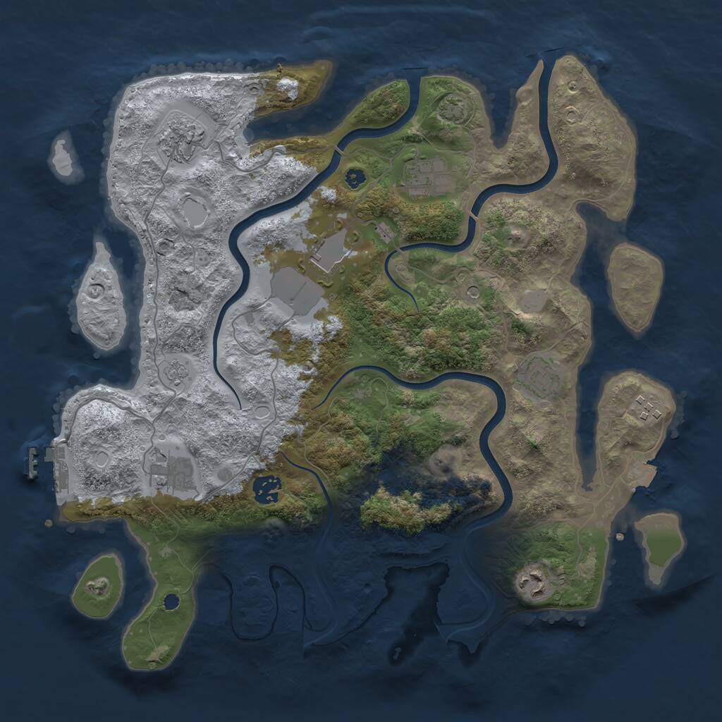 Rust Map: Procedural Map, Size: 3700, Seed: 620088061, 13 Monuments