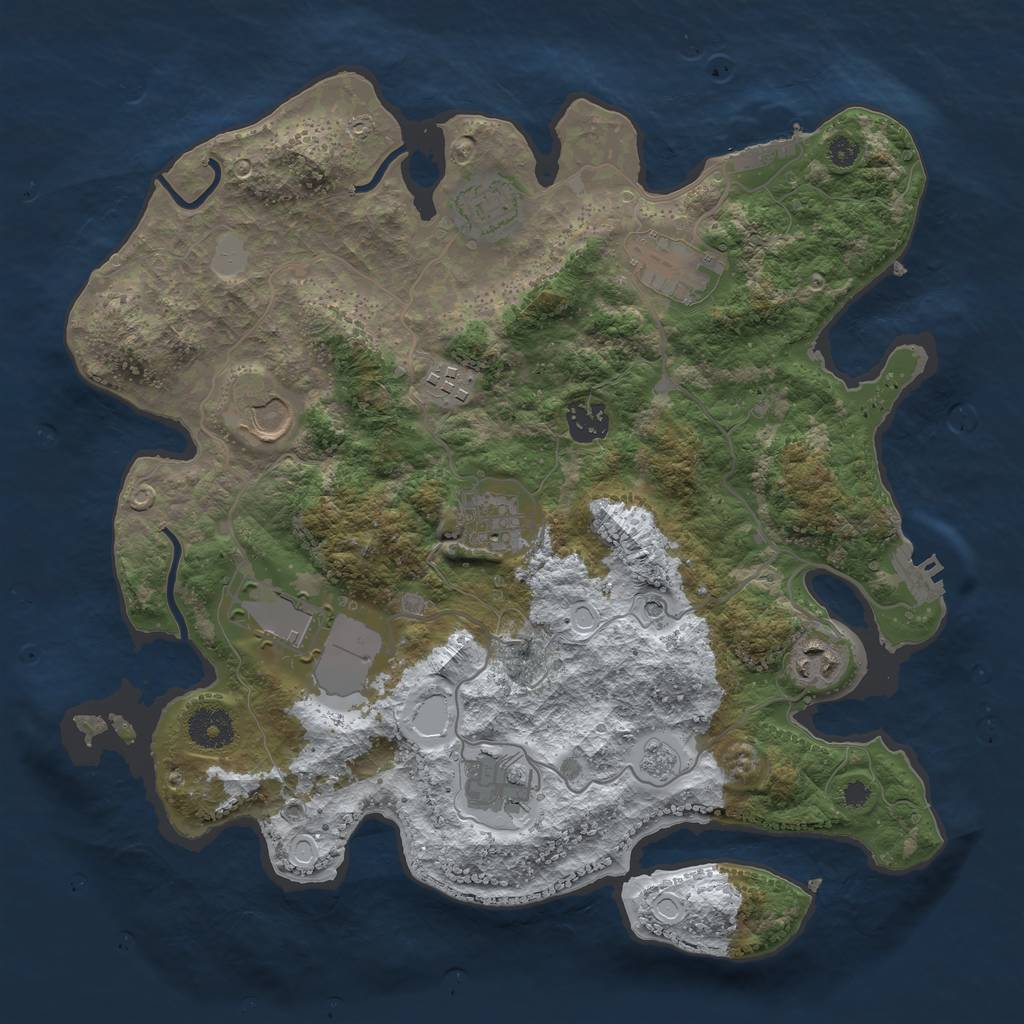 Rust Map: Procedural Map, Size: 3500, Seed: 2375, 18 Monuments