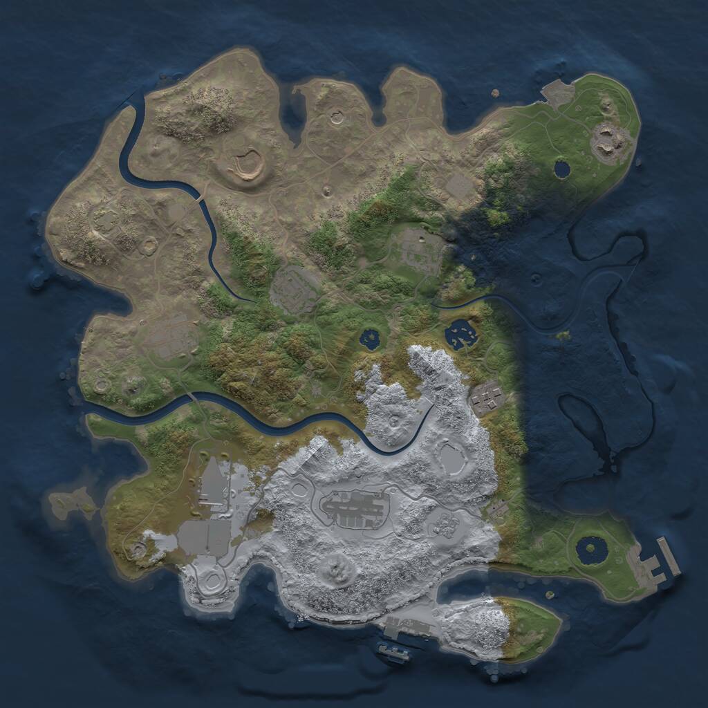 Rust Map: Procedural Map, Size: 3500, Seed: 2375, 15 Monuments