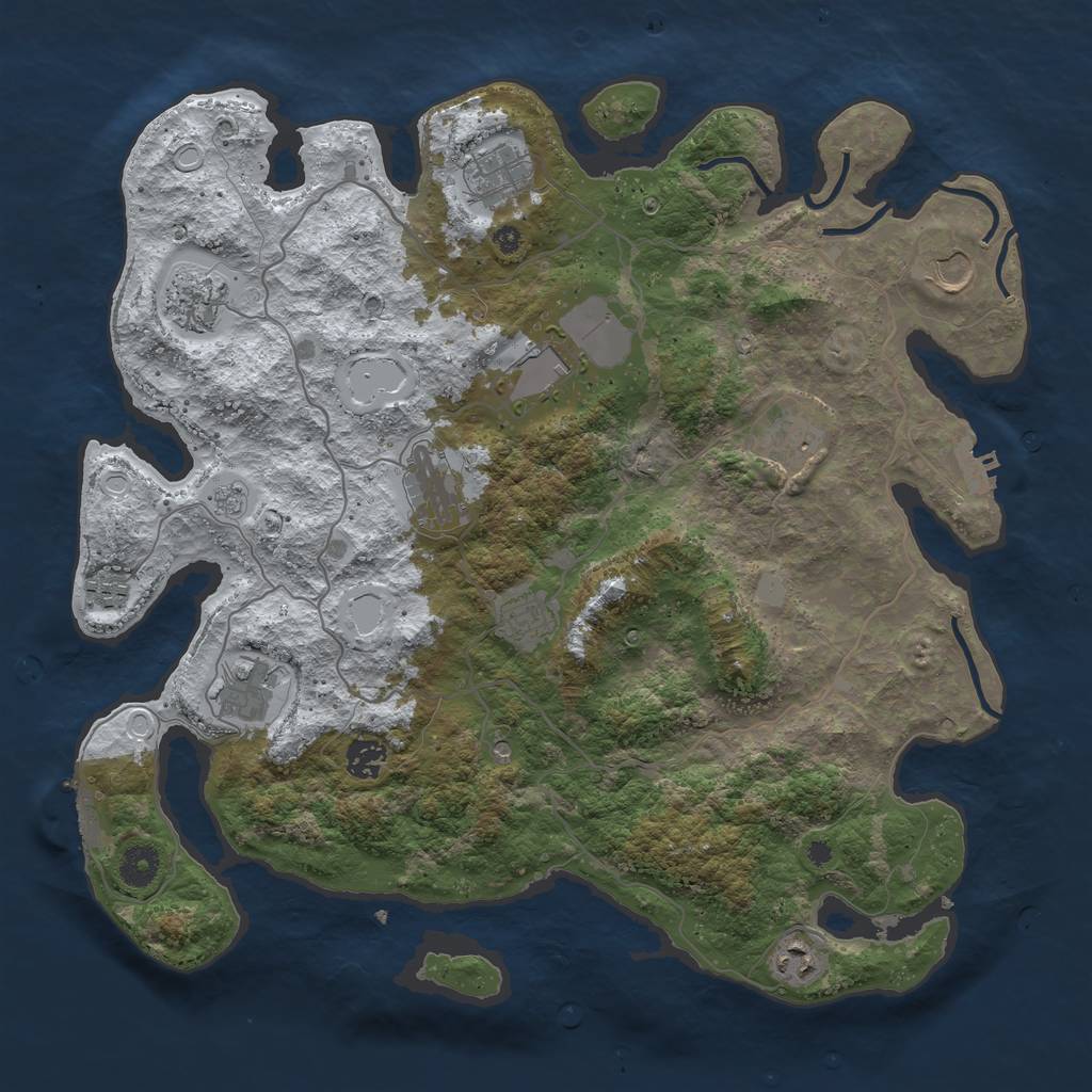 Rust Map: Procedural Map, Size: 4000, Seed: 174975136, 20 Monuments