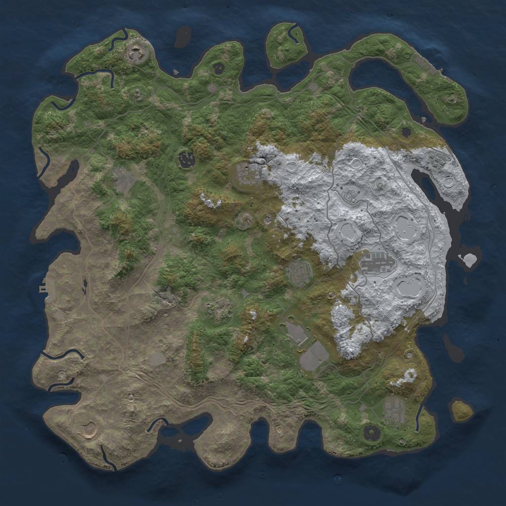 Rust Map: Procedural Map, Size: 4500, Seed: 312066668, 20 Monuments