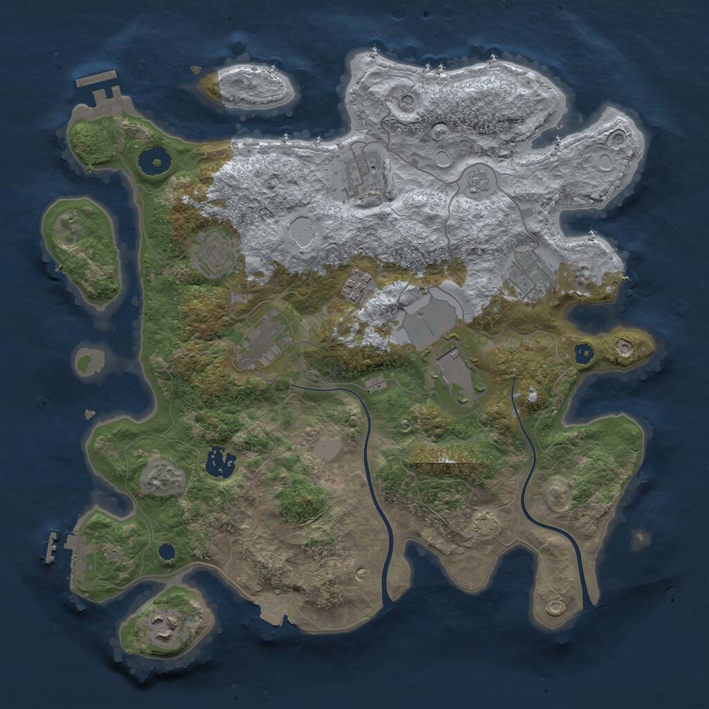 Rust Map: Procedural Map, Size: 3500, Seed: 1139065803, 14 Monuments