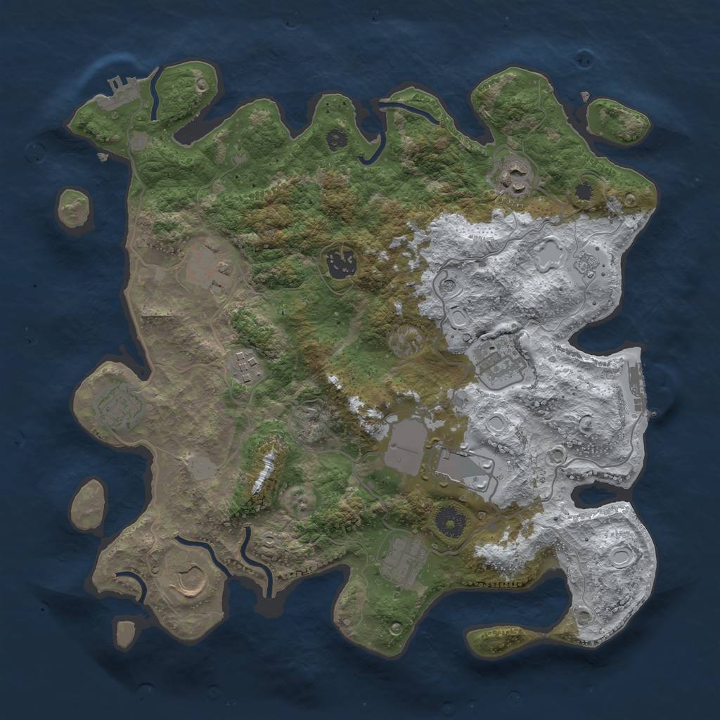 Rust Map: Procedural Map, Size: 3500, Seed: 172248575, 18 Monuments