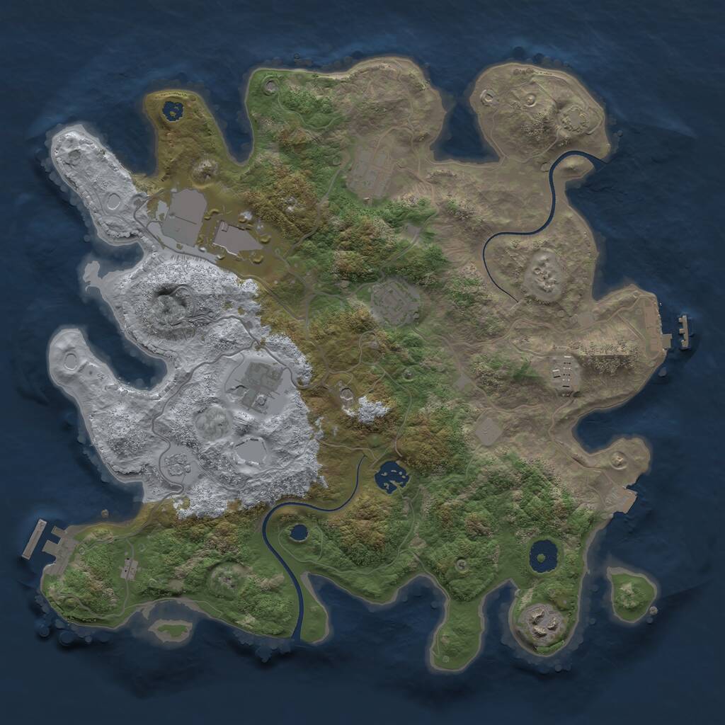 Rust Map: Procedural Map, Size: 3500, Seed: 1070463690, 13 Monuments