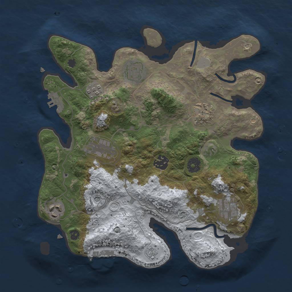Rust Map: Procedural Map, Size: 3000, Seed: 2486, 16 Monuments