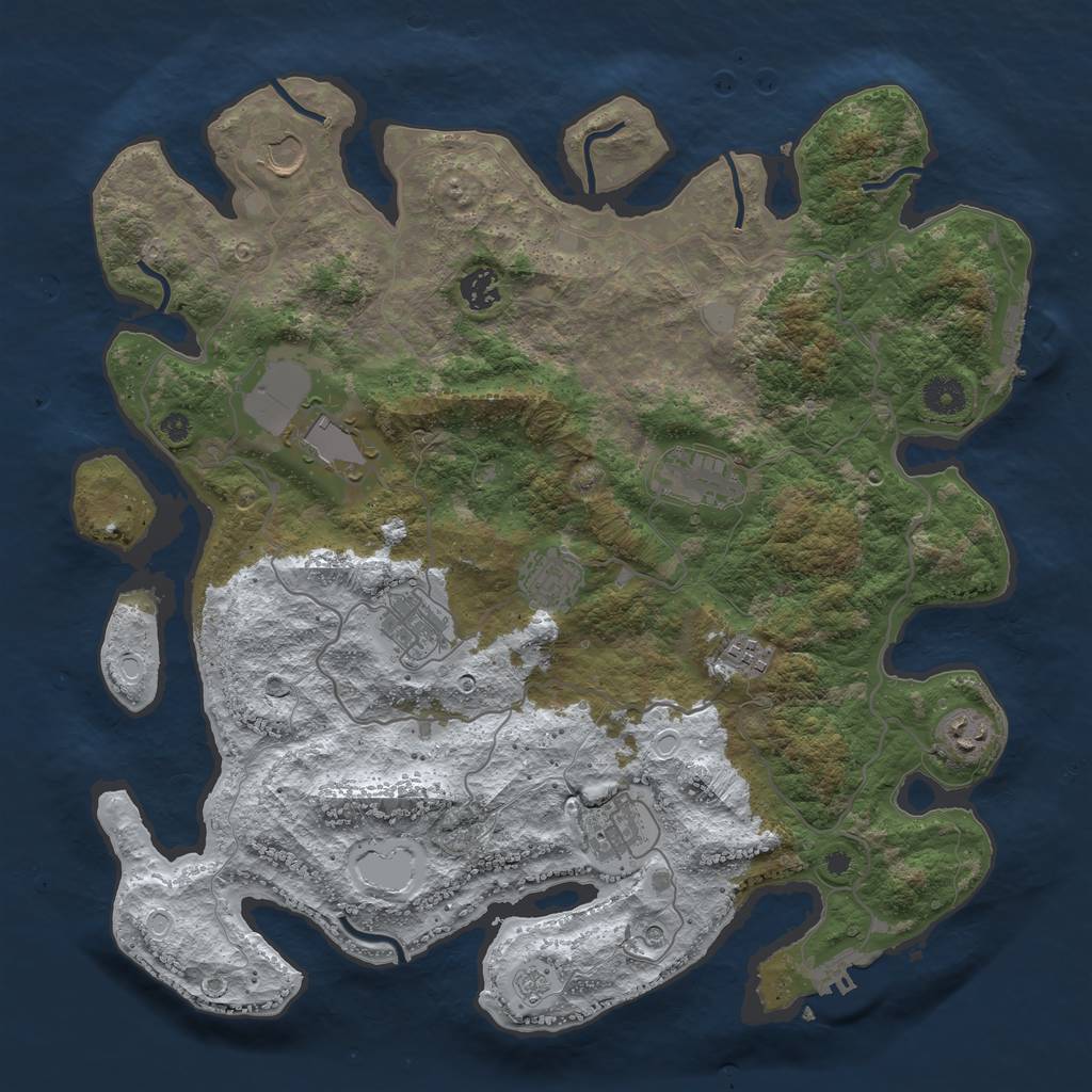 Rust Map: Procedural Map, Size: 4000, Seed: 89543, 18 Monuments