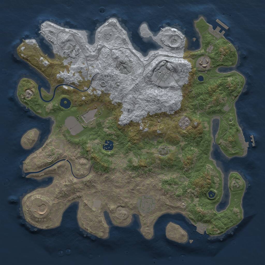Rust Map: Procedural Map, Size: 3700, Seed: 485680676, 14 Monuments