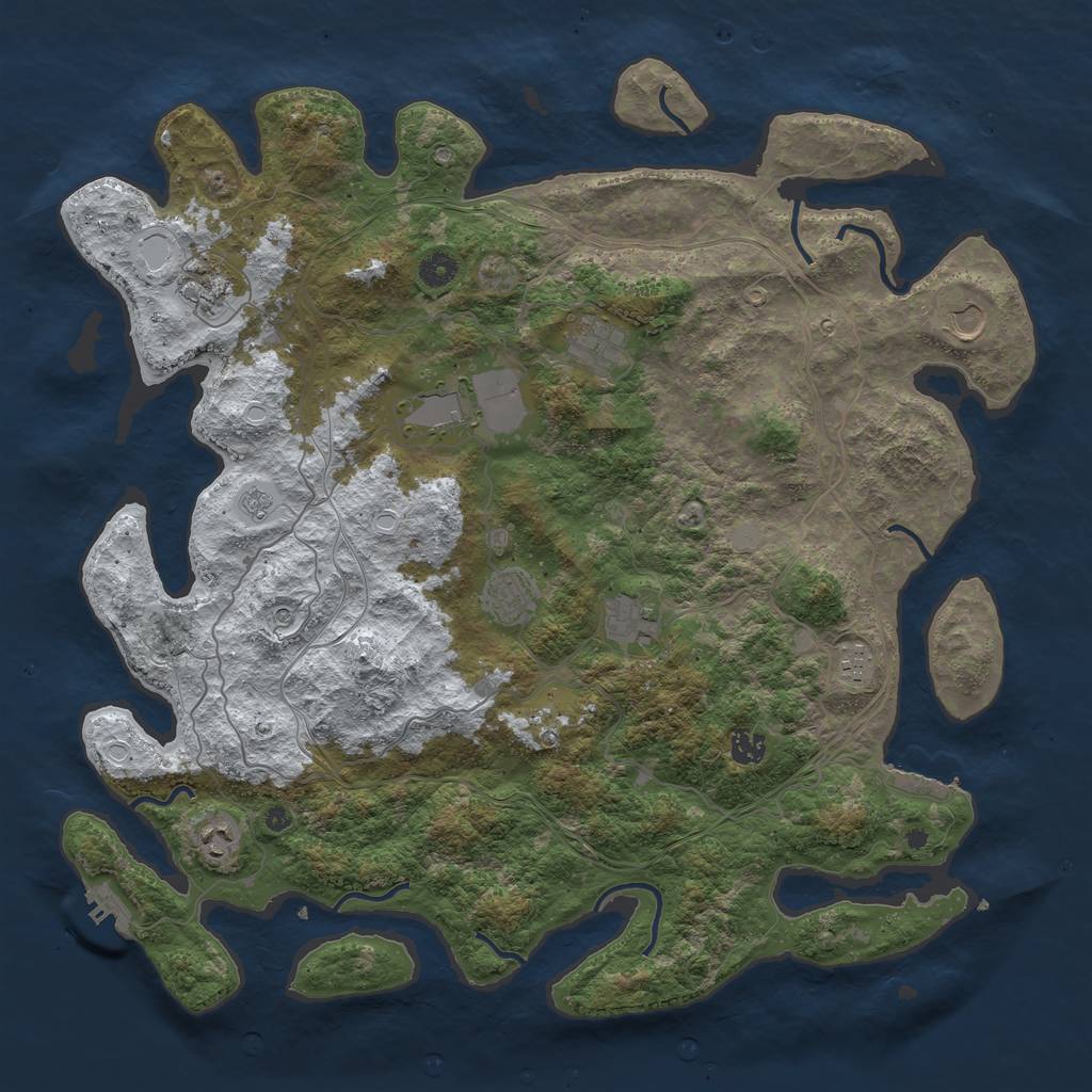 Rust Map: Procedural Map, Size: 4500, Seed: 55001, 18 Monuments