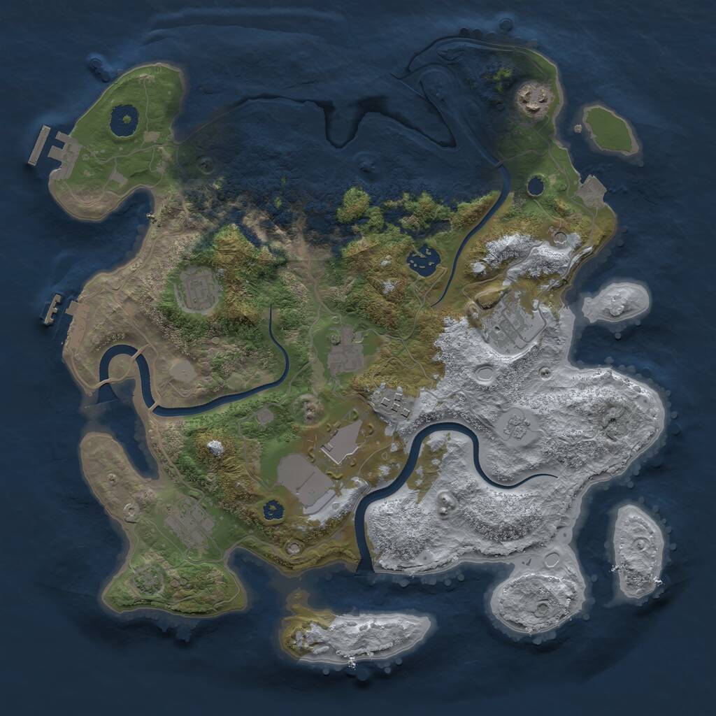 Rust Map: Procedural Map, Size: 3500, Seed: 1447398694, 14 Monuments
