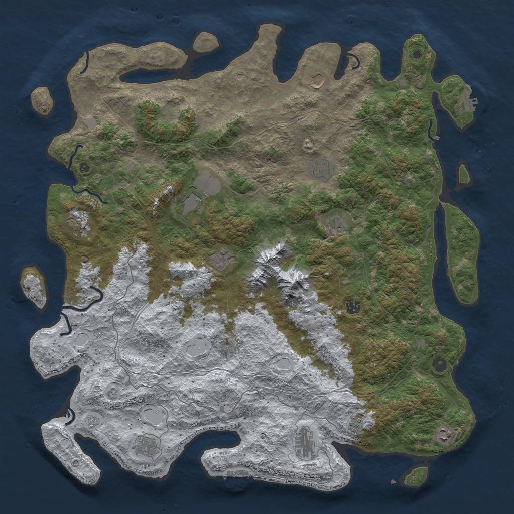 Rust Map: Procedural Map, Size: 5200, Seed: 2147483647, 20 Monuments
