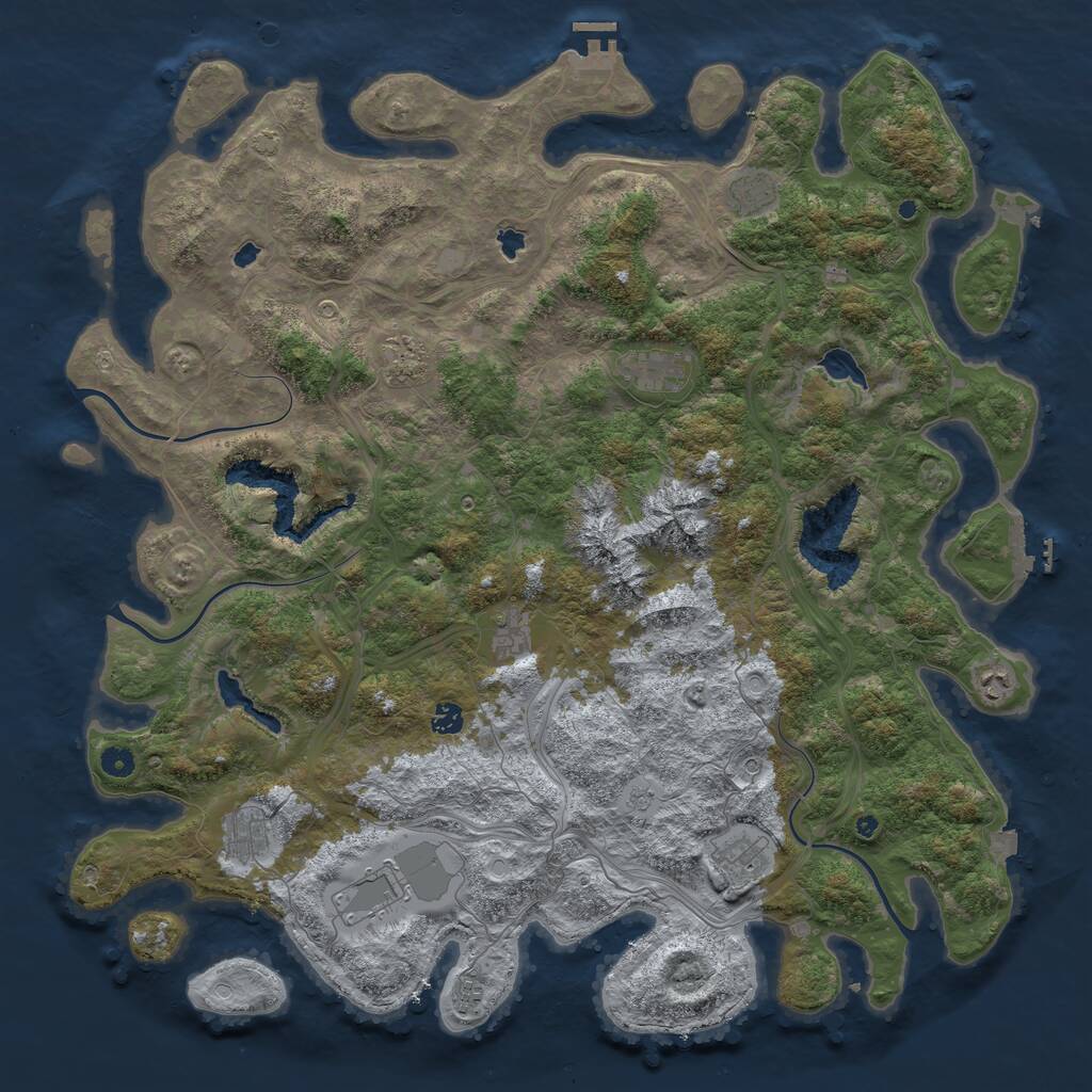 Rust Map: Procedural Map, Size: 5000, Seed: 1812813054, 16 Monuments