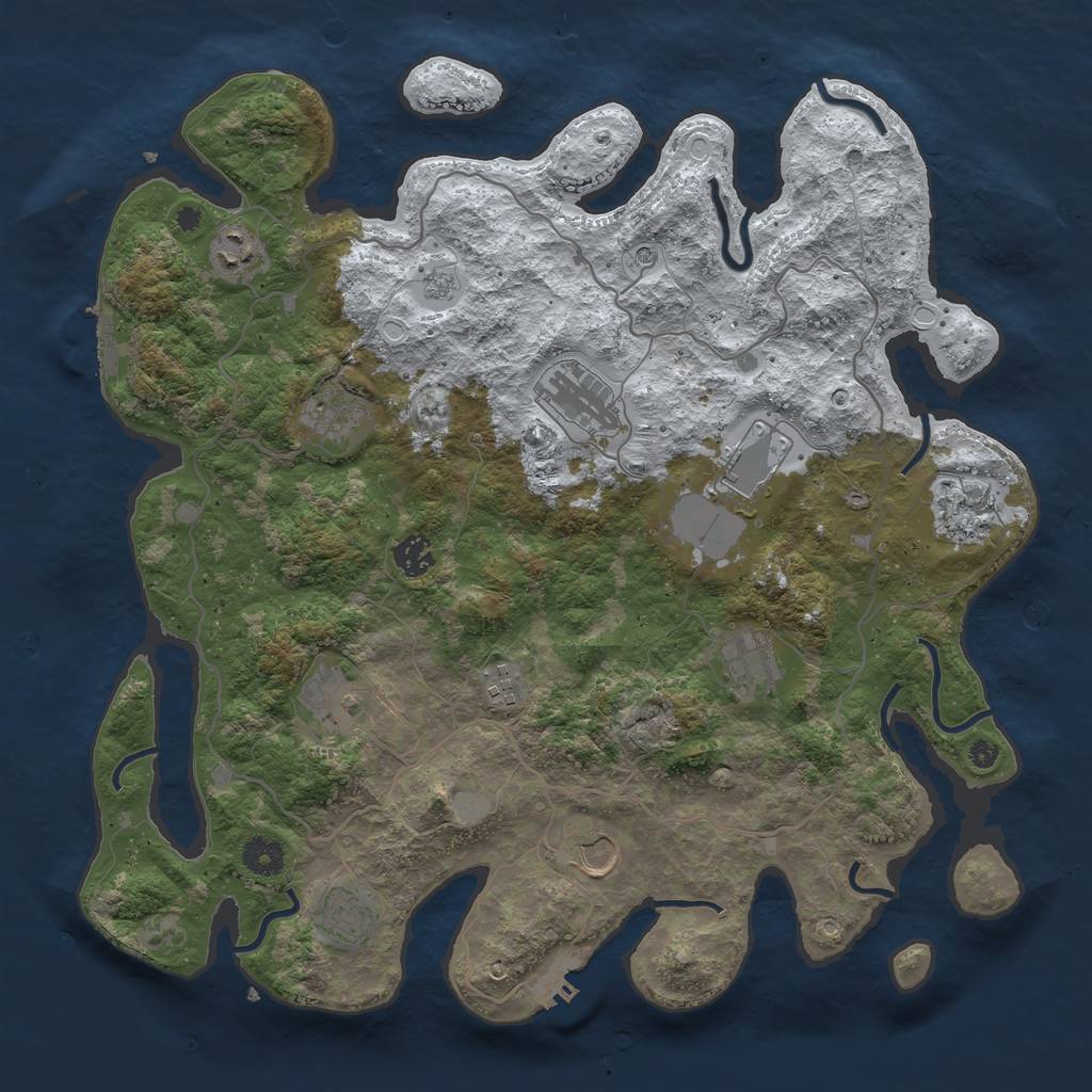 Rust Map: Procedural Map, Size: 4000, Seed: 2083877195, 20 Monuments