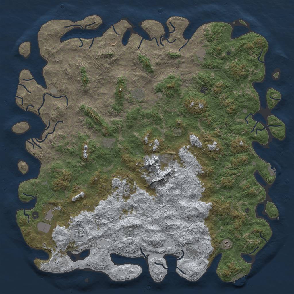 Rust Map: Procedural Map, Size: 6000, Seed: 163193, 20 Monuments