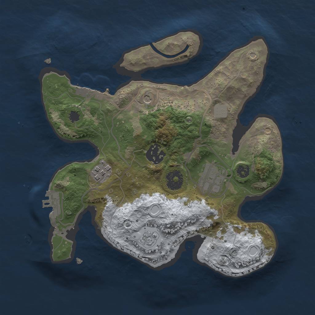 Rust Map: Procedural Map, Size: 2500, Seed: 1205654117, 12 Monuments