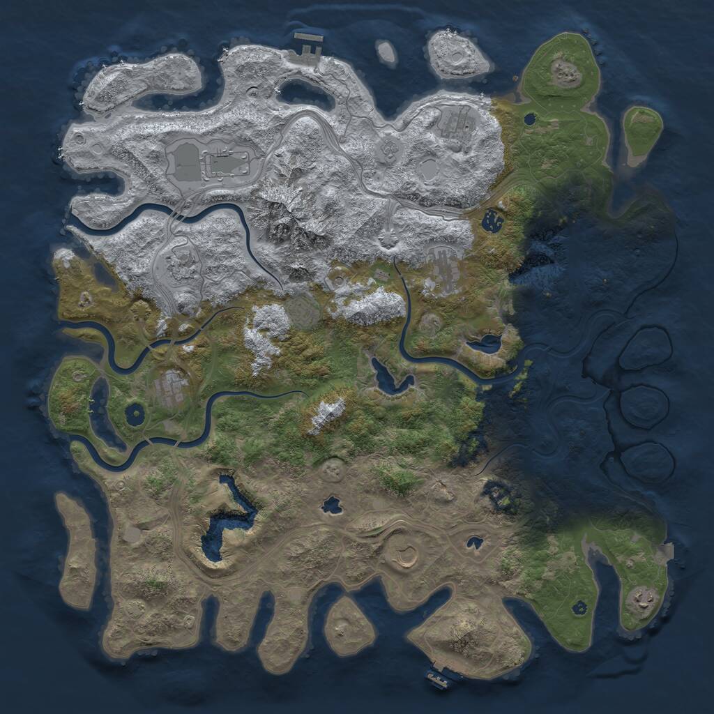 Rust Map: Procedural Map, Size: 5000, Seed: 7333, 16 Monuments