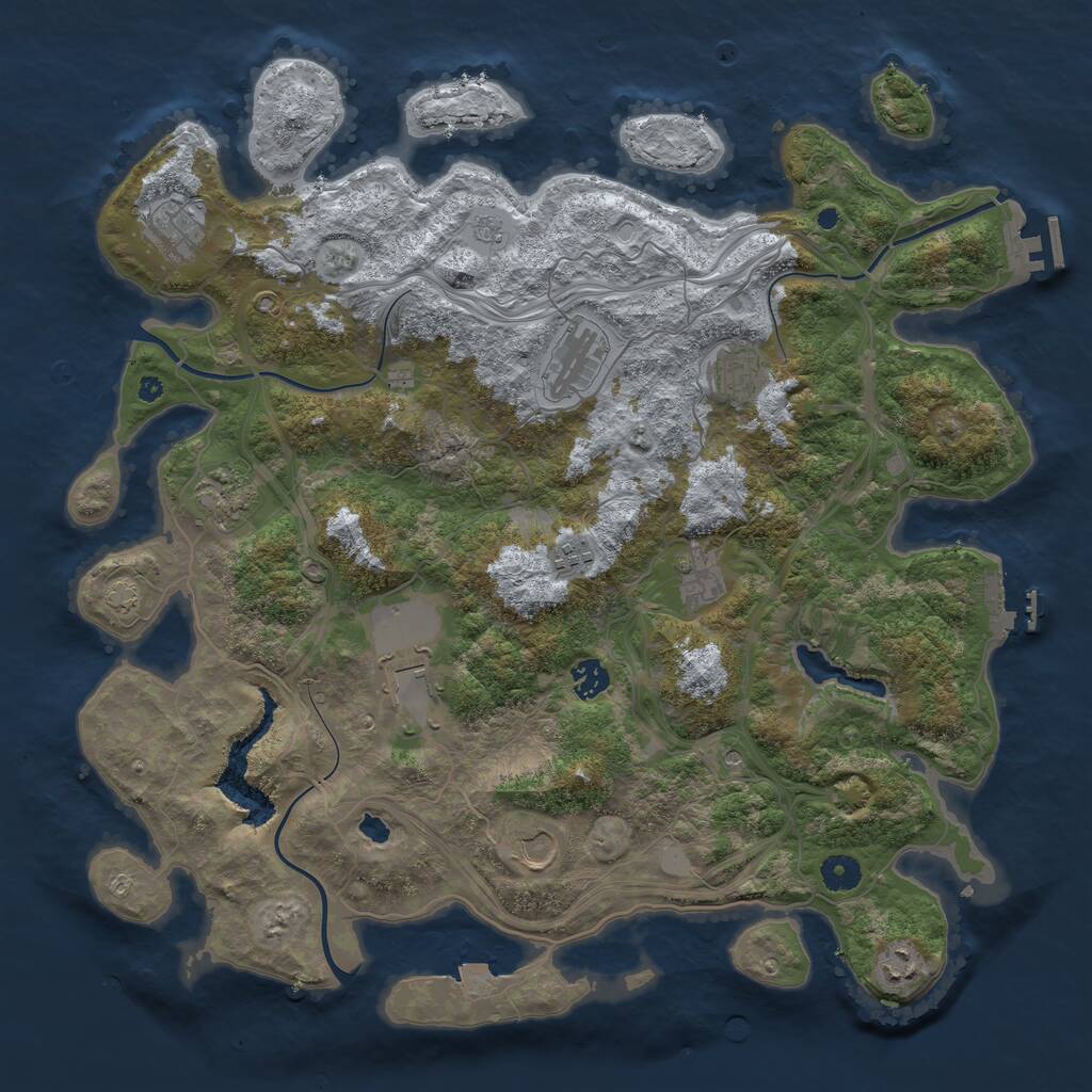 Rust Map: Procedural Map, Size: 4250, Seed: 970058281, 16 Monuments
