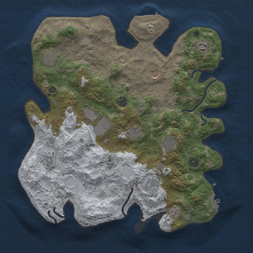 Rust Map: Procedural Map, Size: 3850, Seed: 543885100, 19 Monuments