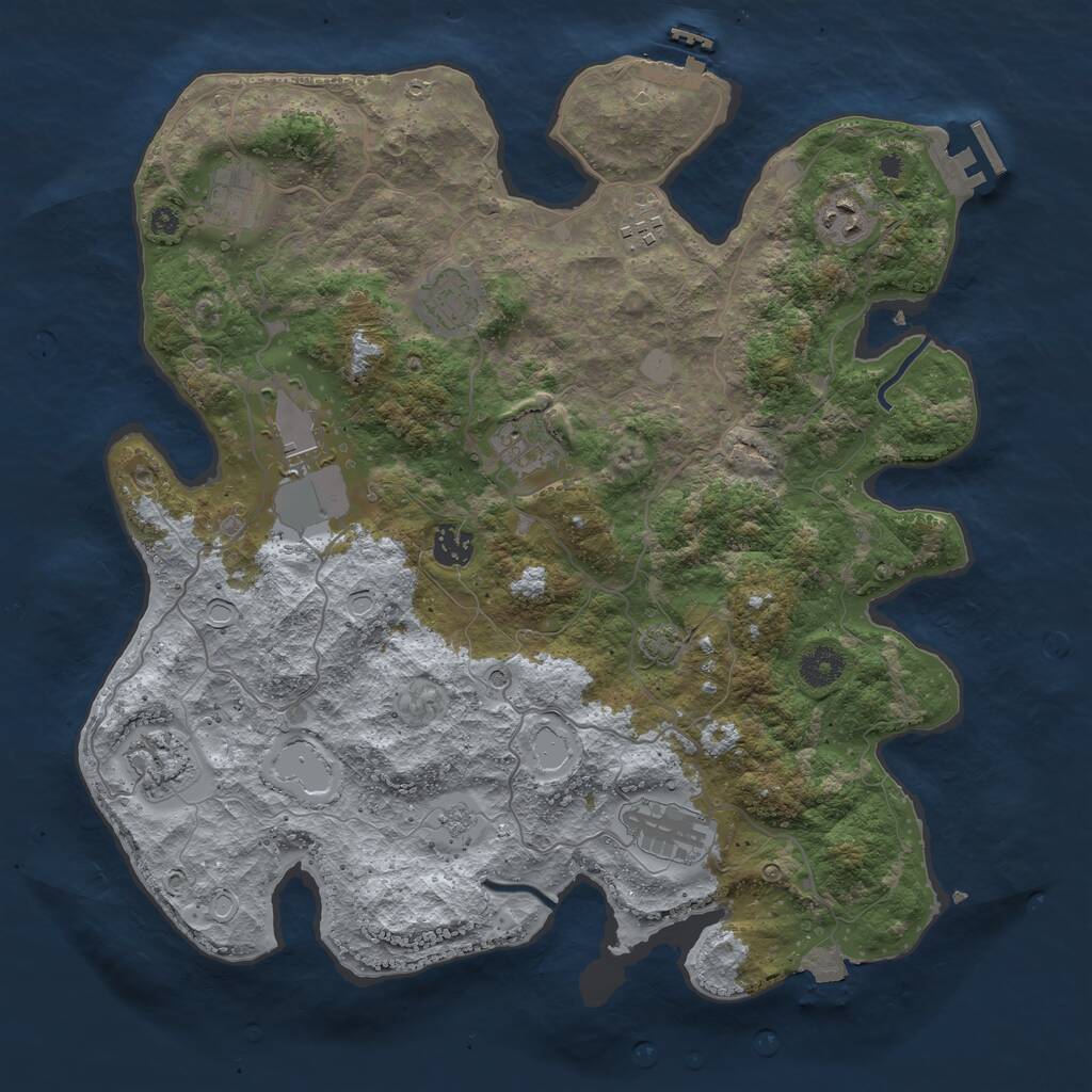 Rust Map: Procedural Map, Size: 3850, Seed: 543885100, 15 Monuments
