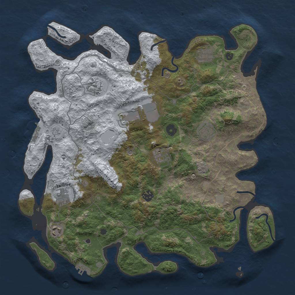 Rust Map: Procedural Map, Size: 4000, Seed: 801692142, 18 Monuments