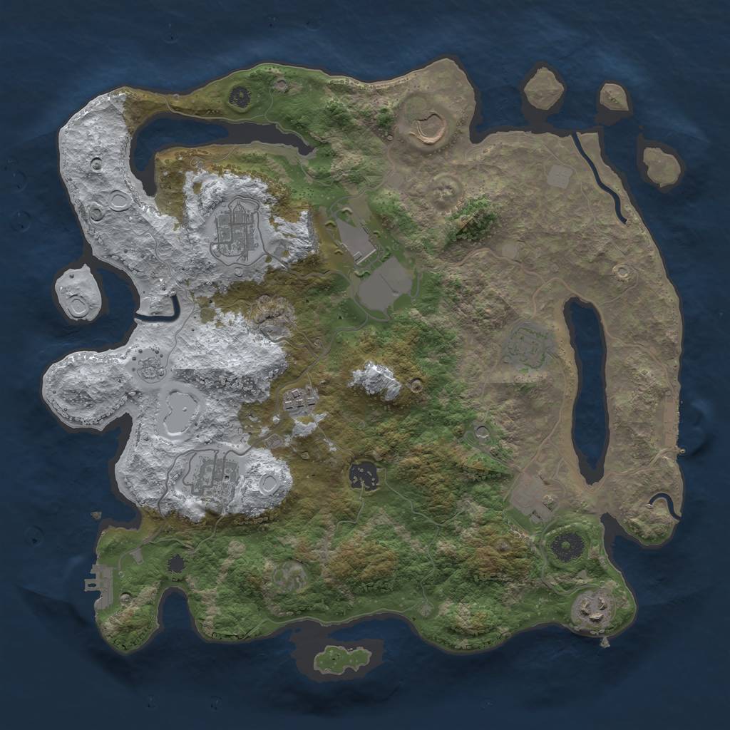 Rust Map: Procedural Map, Size: 3600, Seed: 20654, 18 Monuments