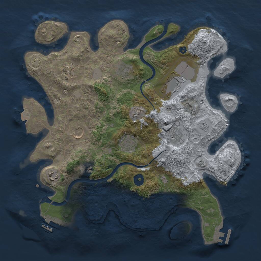 Rust Map: Procedural Map, Size: 3500, Seed: 1075722021, 14 Monuments