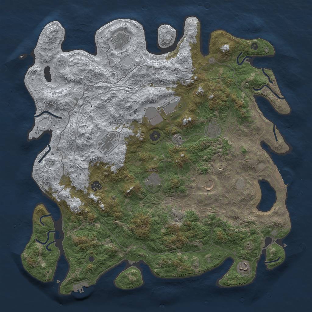 Rust Map: Procedural Map, Size: 4500, Seed: 857, 18 Monuments