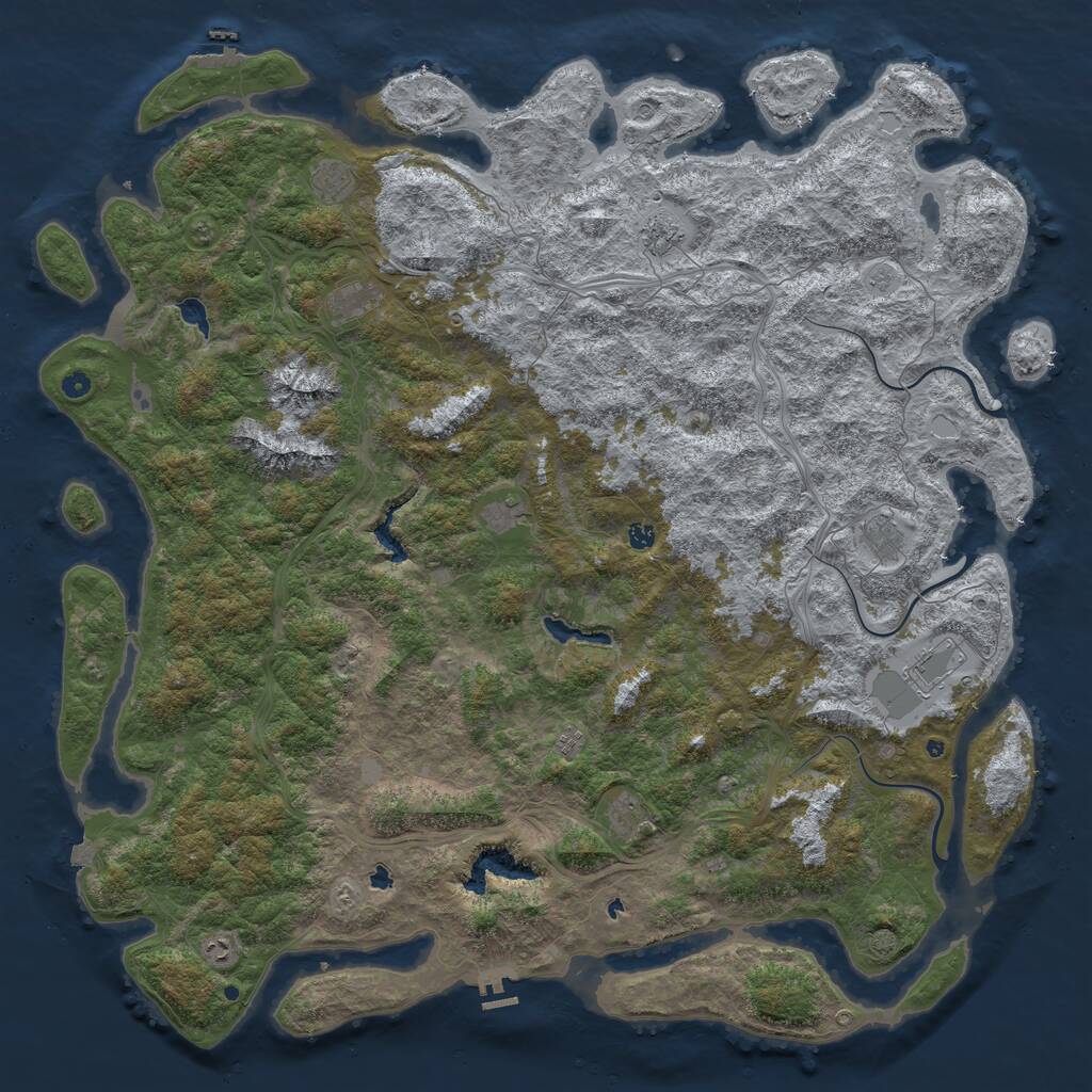 Rust Map: Procedural Map, Size: 6000, Seed: 46745876, 16 Monuments