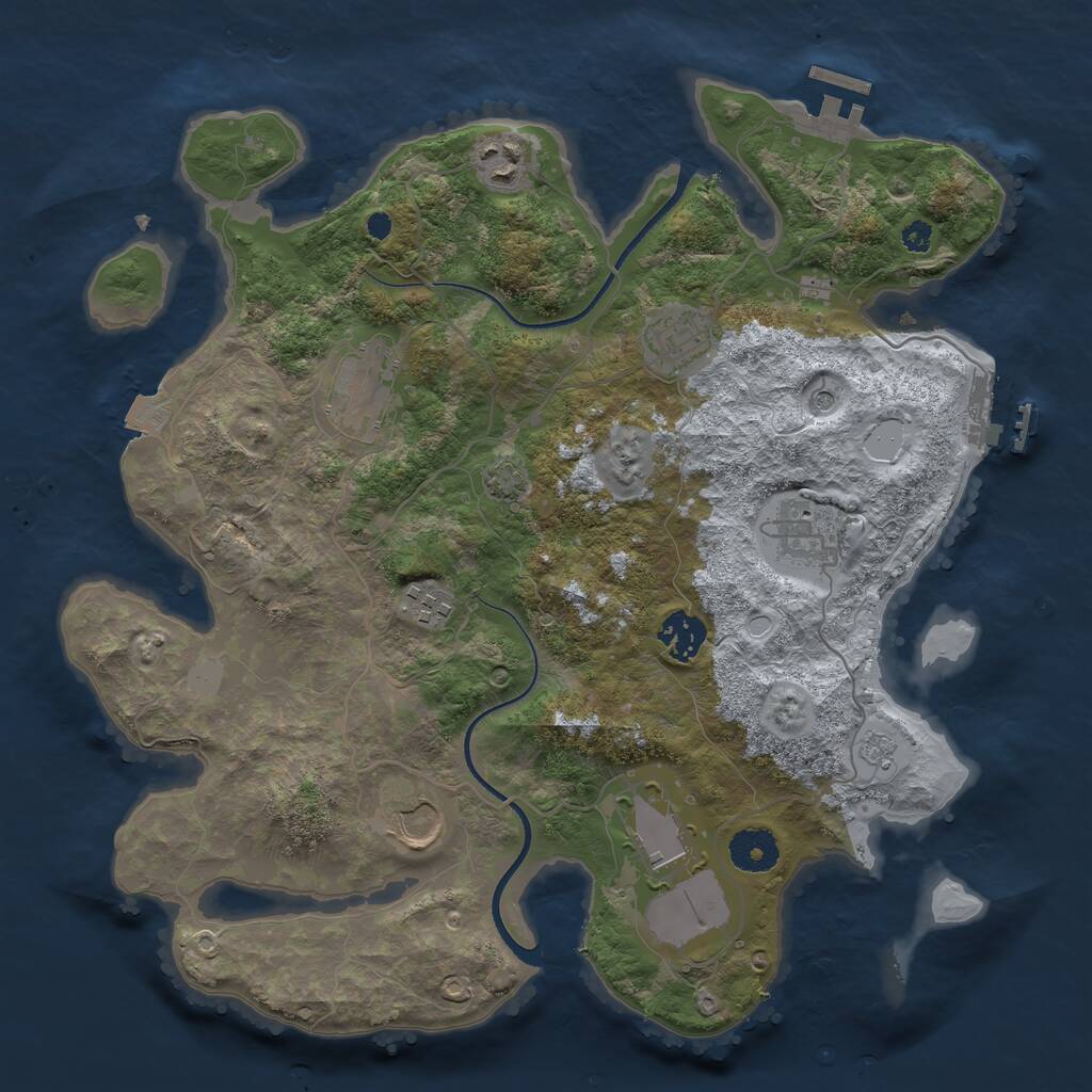 Rust Map: Procedural Map, Size: 3500, Seed: 1701026782, 14 Monuments