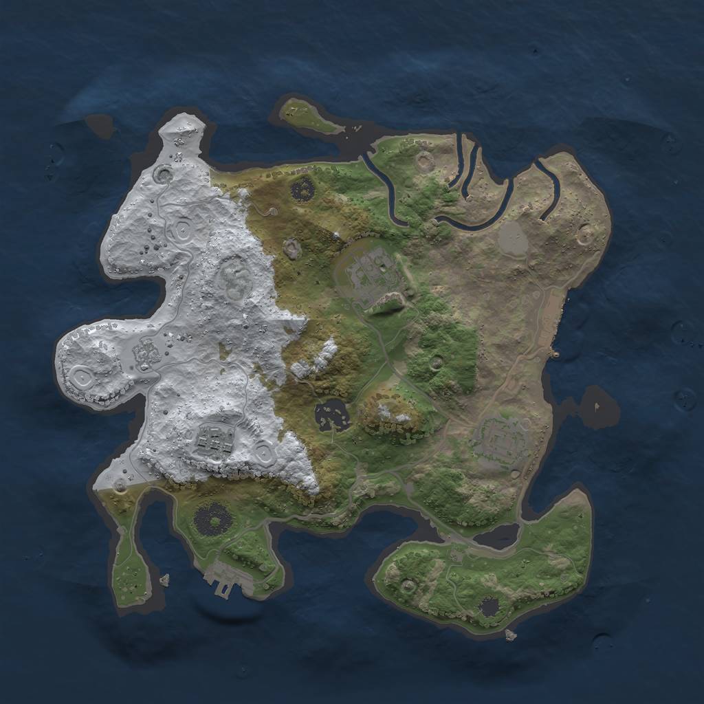 Rust Map: Procedural Map, Size: 3000, Seed: 71522, 12 Monuments