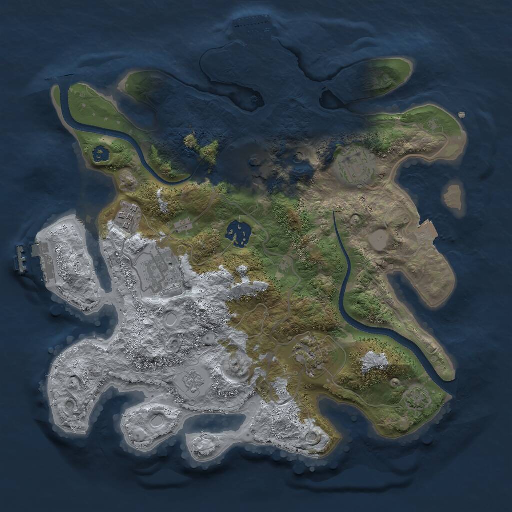 Rust Map: Procedural Map, Size: 3000, Seed: 535666973, 12 Monuments
