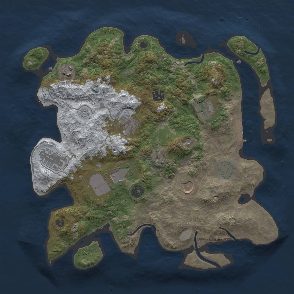 Rust Map: Procedural Map, Size: 3500, Seed: 923671572, 16 Monuments