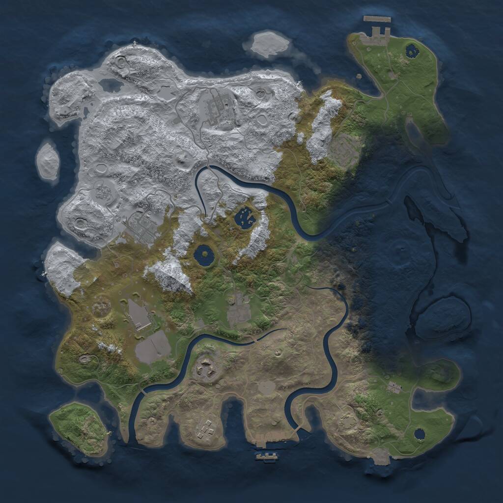 Rust Map: Procedural Map, Size: 3700, Seed: 2110057, 14 Monuments