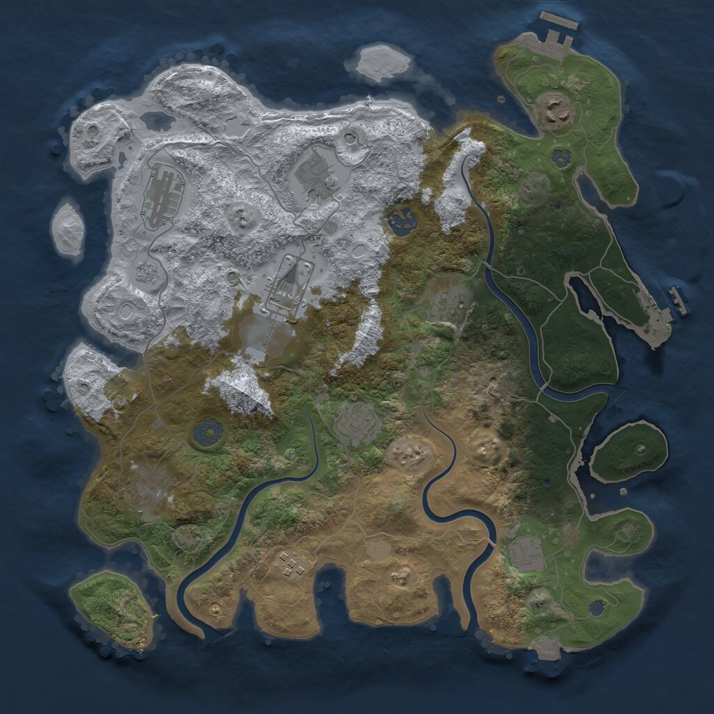 Rust Map: Procedural Map, Size: 3700, Seed: 2110057, 15 Monuments