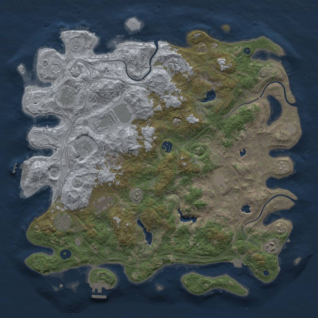 Rust Map: Procedural Map, Size: 4500, Seed: 2060563114, 16 Monuments