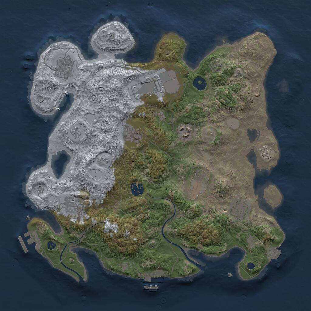 Rust Map: Procedural Map, Size: 3500, Seed: 829895043, 15 Monuments